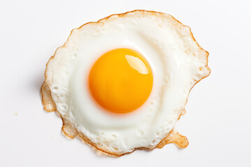 top view of fried egg isolated on white background