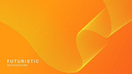 Abstract glowing wave lines on orange background. Dynamic wave pattern. Modern flowing wavy lines. Futuristic technology concept. Suit for banner, poster, cover, brochure, flyer, website