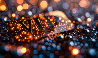 VIP invitation design with sparkling lights and golden ornaments on a dark background, symbolizing exclusive access and luxury events