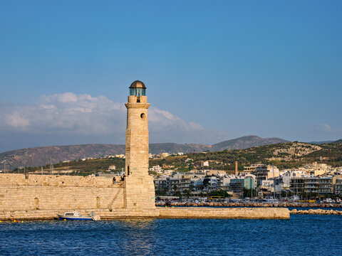Lighthouse at the Old Venetian Port, City of Rethymno, Rethymno Region, Crete