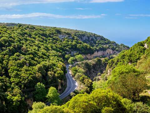 Road to Arkadi Monastery, elevated view, Rethymno Region, Crete
