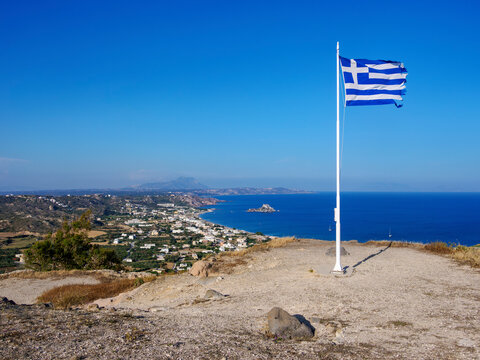 Greek Flag at the Castle of Kefalos, Kos Island, Dodecanese