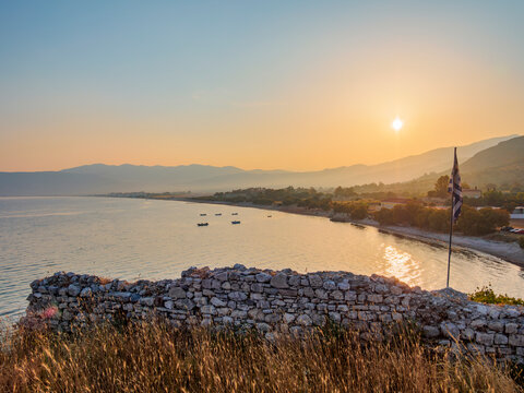 Paralia Pithagorio Beach at sunset, Pythagoreio, Samos Island, North Aegean