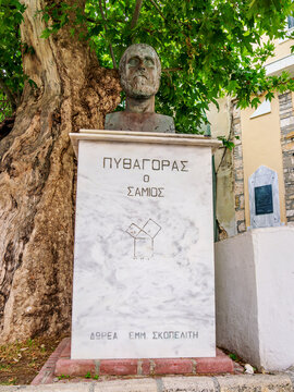 Statue of Pythagoras, Irini Square, Pythagoreio, Samos Island, North Aegean