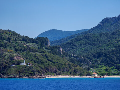 View towards the Agios Nikolaos Chapel, Potami, Karlovasi, Samos Island, North Aegean
