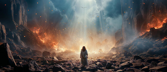 Jesus Resurrection Wallpaper Background Poster Digital Art - obrazy, fototapety, plakaty