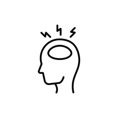 Headache outline icons, minimalist vector illustration ,simple transparent graphic element .Isolated on white background