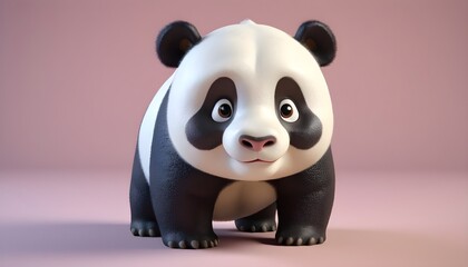 Small, cute, and smiling panda.