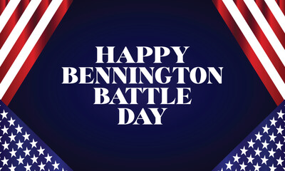 Happy Bennington Battle Day Text With Usa Flag Design