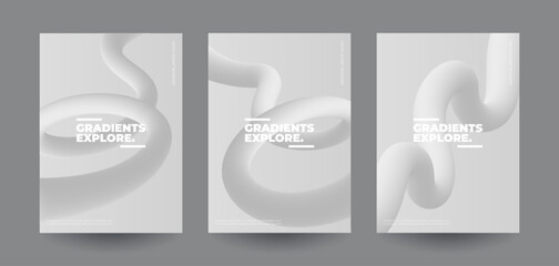 Modern minimal covers set. Neumorphism style backgrounds. Eps10 vector.