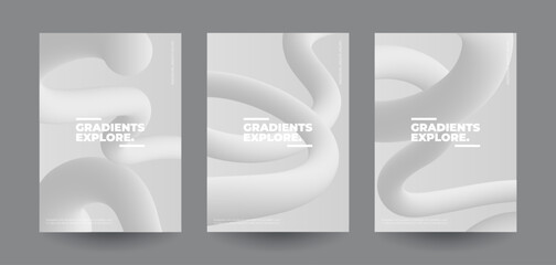 Modern minimal covers set. Neumorphism style backgrounds. Eps10 vector.
