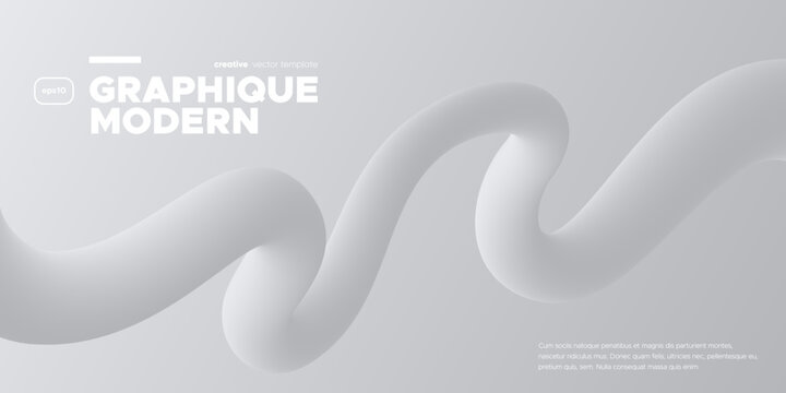 Wavy shape with monochrome gradient on white background. Vector illustration.