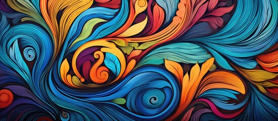 Colorful abstract hand drawn ornamental background pattern - obrazy, fototapety, plakaty