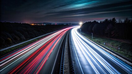 Fototapeta na wymiar highway with car light trails at night. long exposure photo.