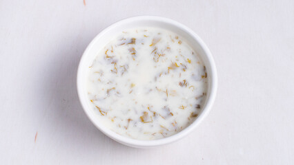 Dovga soup - Azerbaijan yogurt soup bowl
