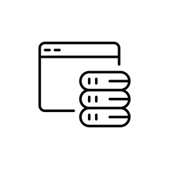 Online database outline icons, minimalist vector illustration ,simple transparent graphic element .Isolated on white background
