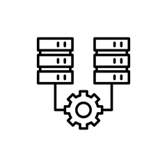 Database setting outline icons, minimalist vector illustration ,simple transparent graphic element .Isolated on white background