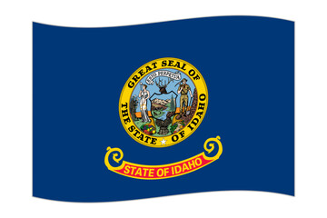 Waving flag of the Idaho state. Vector illustration.