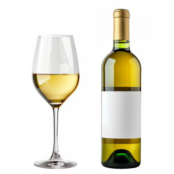 A poured Chardonnay, Sauvignon Blanc, Pinot Grigio, Riesling, Muscat Blanc, blanc, white wine, wine, white, yellow wine, white wine glass, and a generic white wine bottle stock photo or stock image.