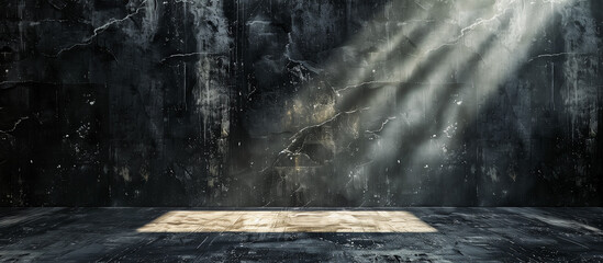 black wall abstract background with ray of light
