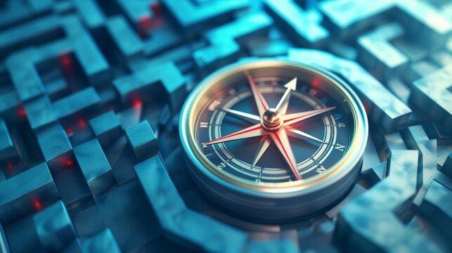 An AI-infused compass guiding HR professionals through the intricate maze of talent acquisition, ensuring precise navigation for recruitment success