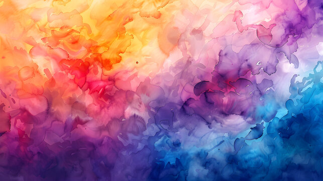 Vibrant Watercolor Dreamscape: A Whimsical and Colorful Abstract Background Ideal for Graphic Design Projects