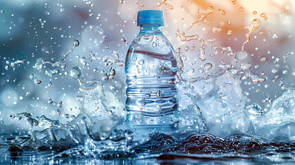 A clear, reusable water bottle filled with fresh water