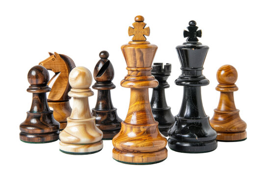 A set of chess pieces on transparent background