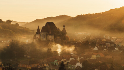 Biertan Fortified Church in Biertan Saxon Village, Transylvania,  Rural Romania - obrazy, fototapety, plakaty