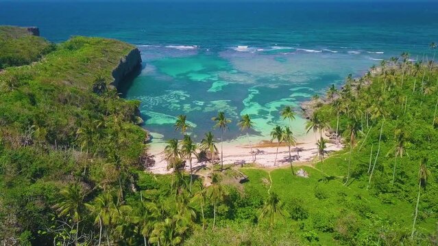 Drone aerial Wild tropical beach playa Madama in Dominican Republic