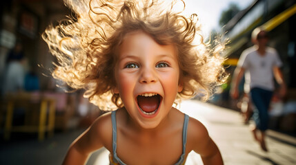 Child expressing pure joy in a playful moment,