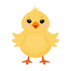 Cute little yellow chicken for children's book, for Easter, for cards, for design