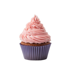 Cupcake with pink icing transparent background