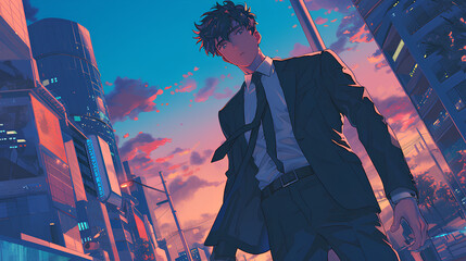 Obraz premium Cool semi-formal suits for anime men