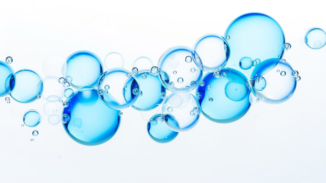 Soap bubbles on a white background. 