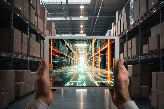 Supply Chain Digital Twin Technology used in a modern Logistics Warehouse