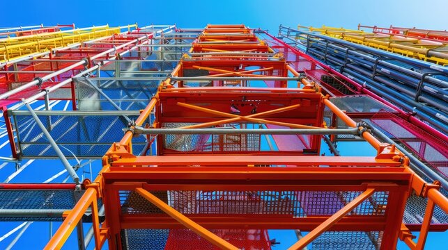 Vibrant colors of a multilevel scaffolding structure