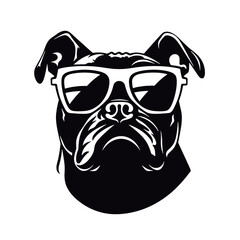 Vector silhouette of a boxer dog on a white background.