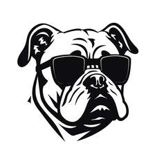 Vector silhouette of a boxer dog on a white background.