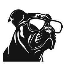 Vector silhouette of a boxer dog on a white background.