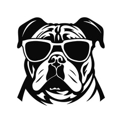 Vector silhouette of a boxer dog on a white background.