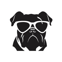 Vector silhouette of a boxer dog on a white background.