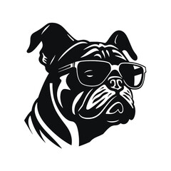 Vector silhouette of a boxer dog on a white background.