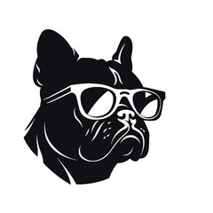 Vector silhouette of a boxer dog on a white background.