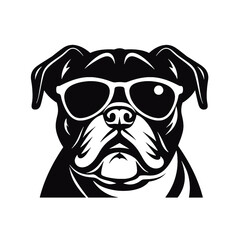 Vector silhouette of a boxer dog on a white background.