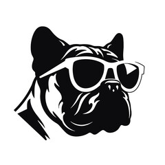 Vector silhouette of a boxer dog on a white background.