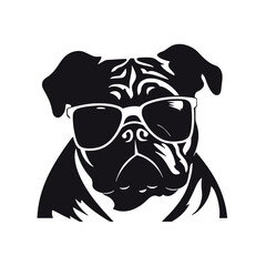 silhouette portrait of a bulldog 