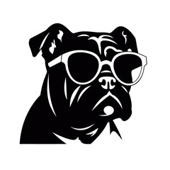 silhouette portrait of a bulldog 