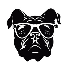 silhouette portrait of a bulldog 