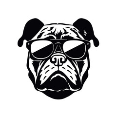 bulldog head flat illustration